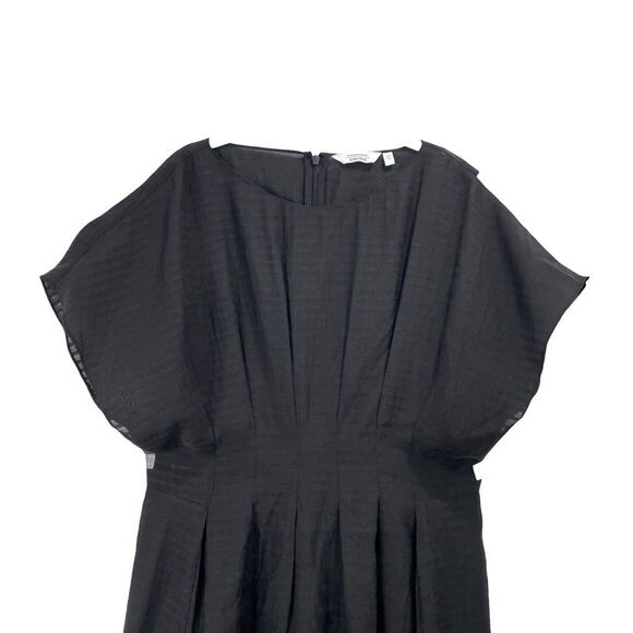 & Other Stories pleated striped midi dress Size 12 black lagenlook modest boho - Picture 2 of 10